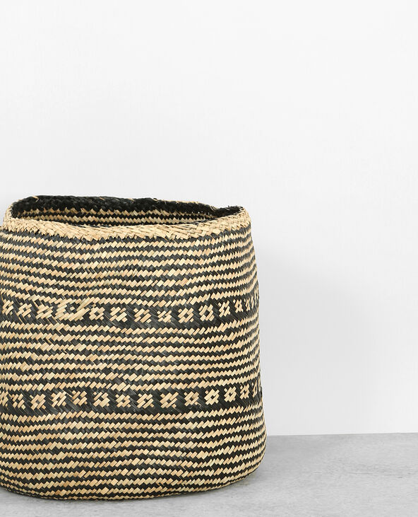 Grand panier en paille noir - Pimkie