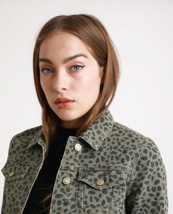 Veste en jean imprimée vert kaki - Pimkie