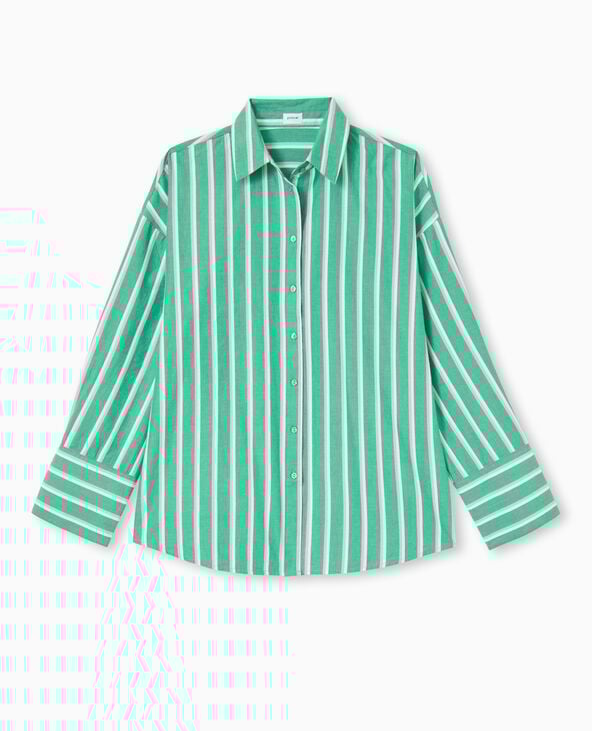 Chemise oversize rayée esprit pyjama d'homme vert - Pimkie