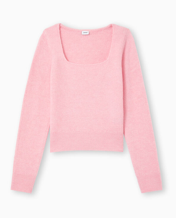 Pull en maille encolure carrée rose - Pimkie