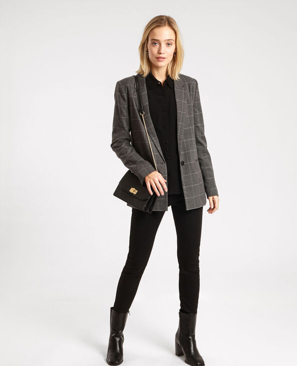 Blazer à carreaux gris chiné - Pimkie