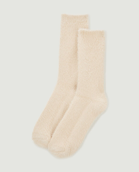 Paire de chaussettes en maille poilue et douce beige - Pimkie