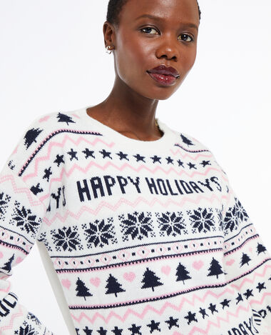 Pull de Noël façon jacquard blanc - Pimkie