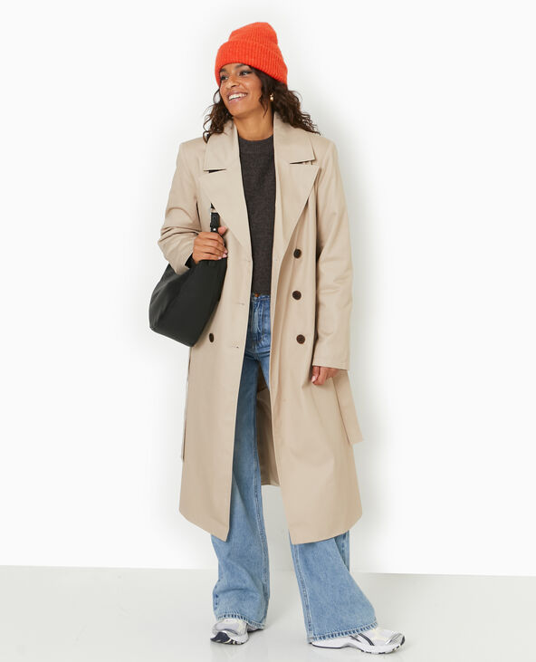 Trench long avec ceinture beige - Pimkie