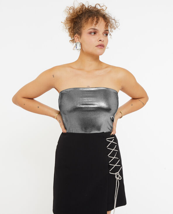 Top bandeau bustier en maille argentée argenté - Pimkie