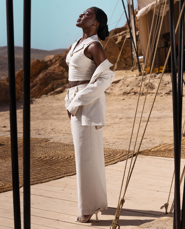 Pantalon large et droit écru - Pimkie