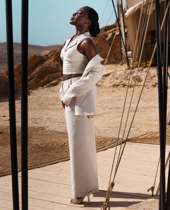 Pantalon large et droit écru - Pimkie