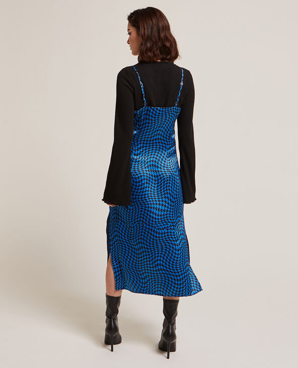 Robe midi tissu satiné bleu - Pimkie