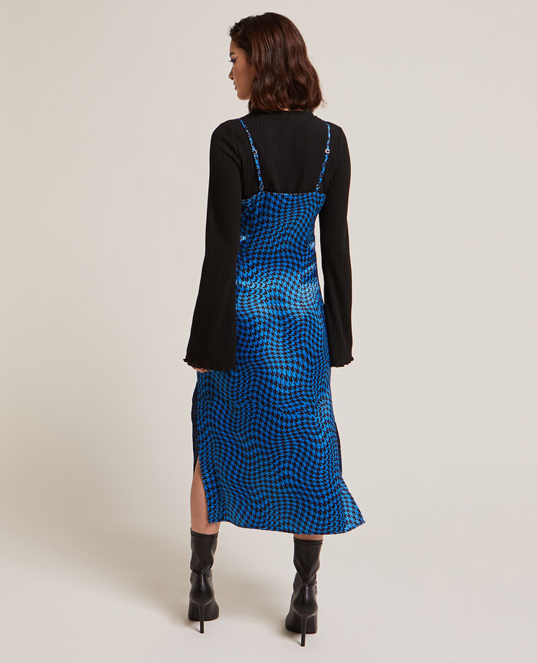 Robe midi tissu satiné bleu - Pimkie