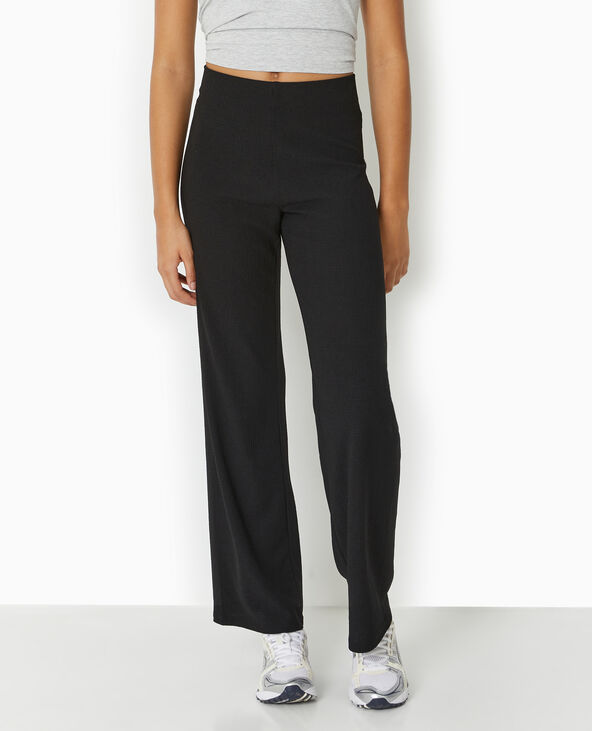 Pantalon large et fluide en tissu effet froissé noir - Pimkie