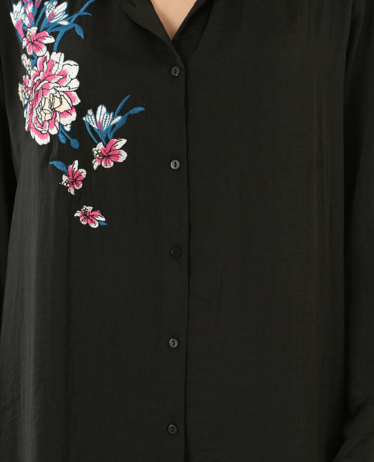 Robe chemise brodée noir - Pimkie