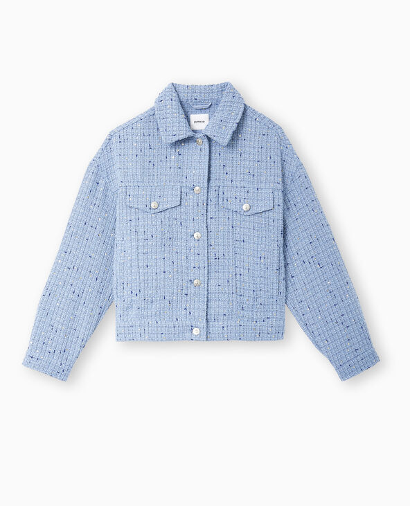 Veste droite en tweed bleu - Pimkie