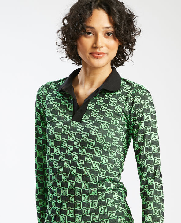 Robe polo manches longues vert - Pimkie