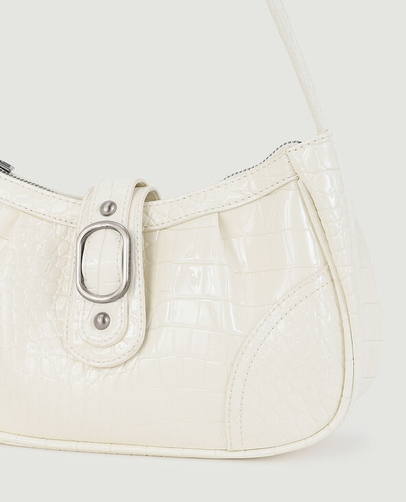 Sac baguette effet croco verni blanc - Pimkie