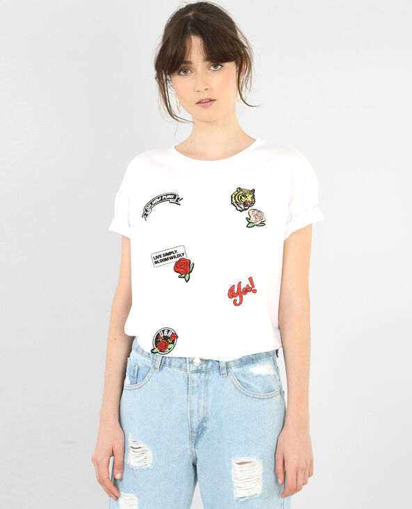 T-shirt à patchs blanc - Pimkie