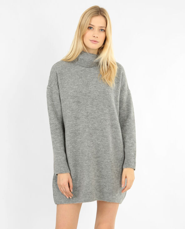 Robe pull à col roulé gris chiné - Pimkie