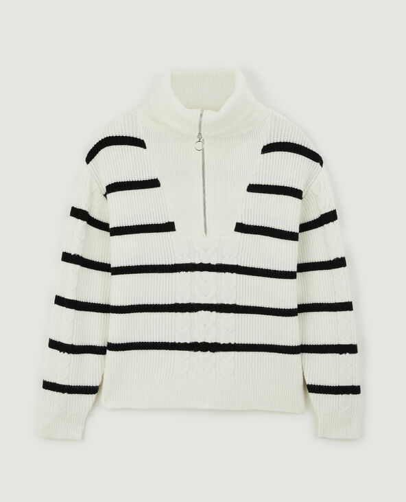 Pull col zippé blanc - Pimkie
