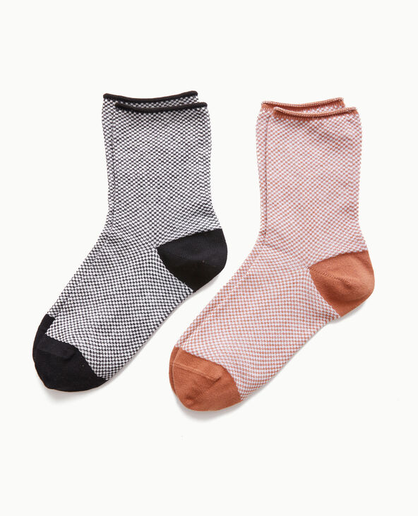 Paire de chaussettes mini-damiers noir - Pimkie