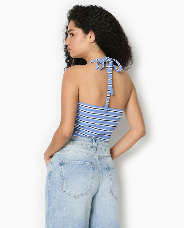 Dos-nu en maille tricot rayée bleu - Pimkie