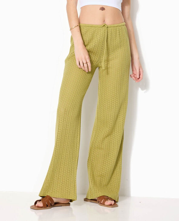 Pantalon ample en maille ajourée vert kaki - Pimkie