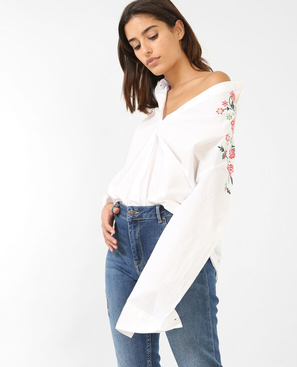 Chemise brodée blanc - Pimkie