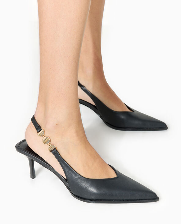 Escarpins bout pointu talon ouvert noir - Pimkie