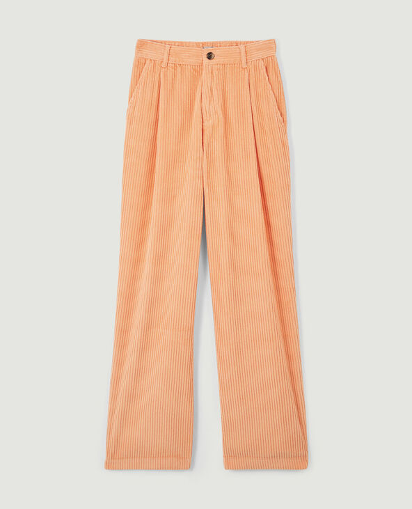 Pantalon velours droit avec pinces orange - Pimkie