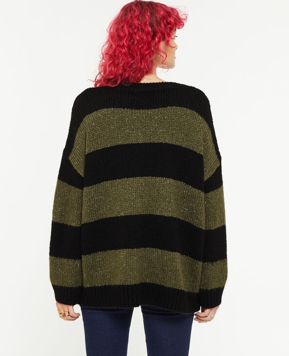Pull oversize à rayures vert kaki - Pimkie