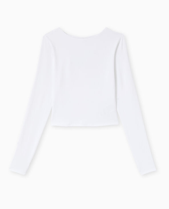 Top court manches longues avec dos ouvert blanc - Pimkie