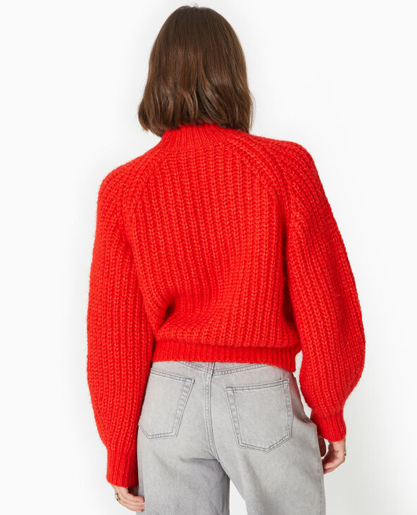 Pull col montant grosses mailles  rouge - Pimkie