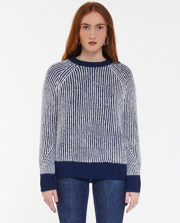 Pull en maille côtelée effet rayé bleu électrique - Pimkie