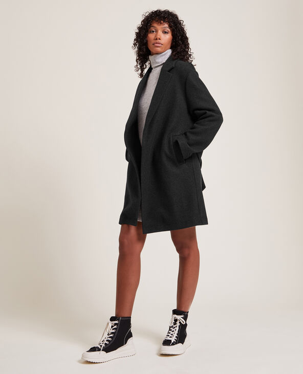 Manteau noir doux clearance
