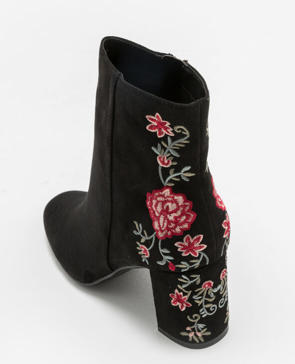 Bottines à broderies noir - Pimkie