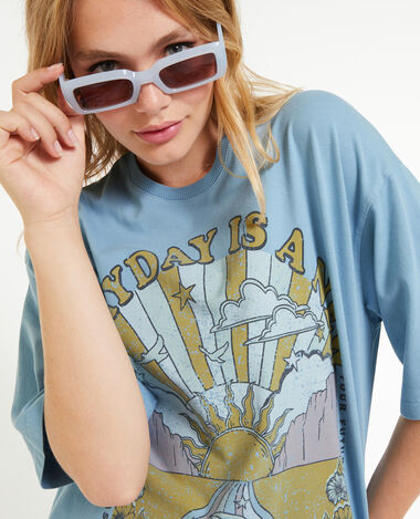 T-shirt oversize avec imprimé  bleu - Pimkie