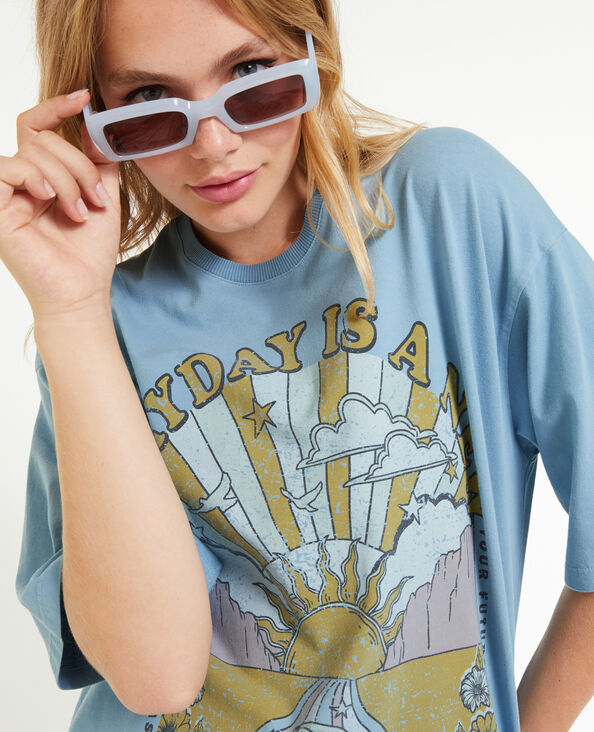 T-shirt oversize avec imprimé  bleu - Pimkie
