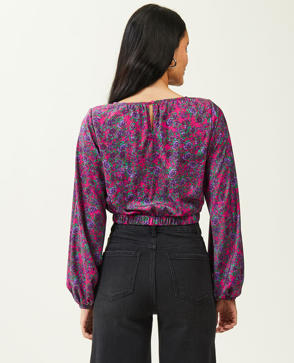 Blouse courte base et poignets élastiqués rose - Pimkie