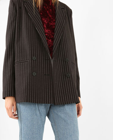 Blazer épais à rayures bleu marine - Pimkie