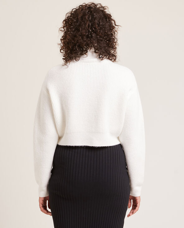 Pull cropped col roulé blanc - Pimkie
