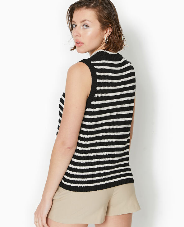 Pull sans manches rayé noir - Pimkie