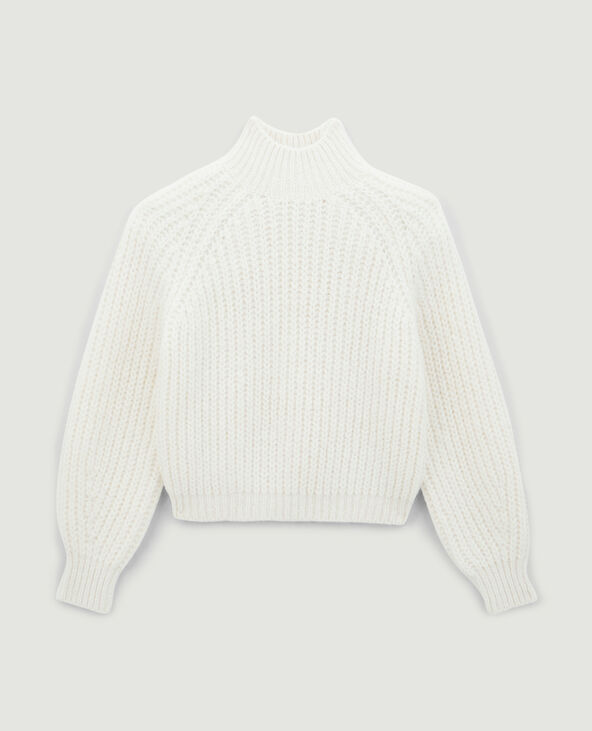 Pull grosses mailles col montant blanc - Pimkie