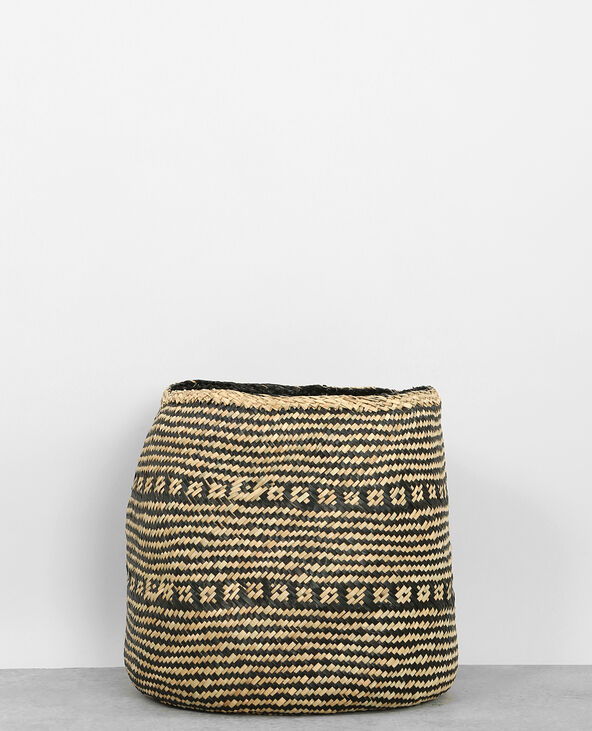Grand panier en paille noir - Pimkie