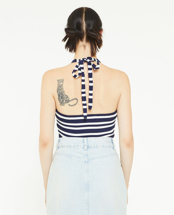 Dos-nu en maille motif rayé bleu marine - Pimkie
