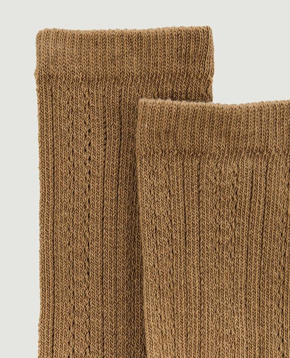 Paire de chaussettes en maille fantaisie ajourée camel - Pimkie