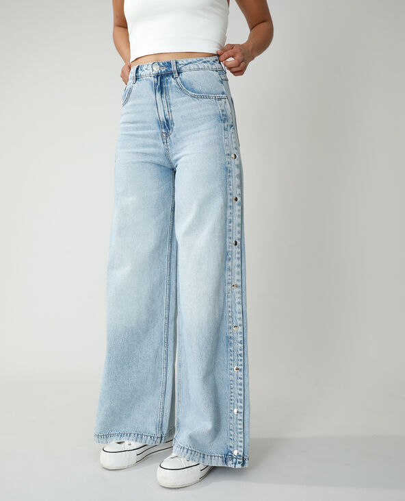 Jean wide leg high waist pressionné bleu clair - Pimkie