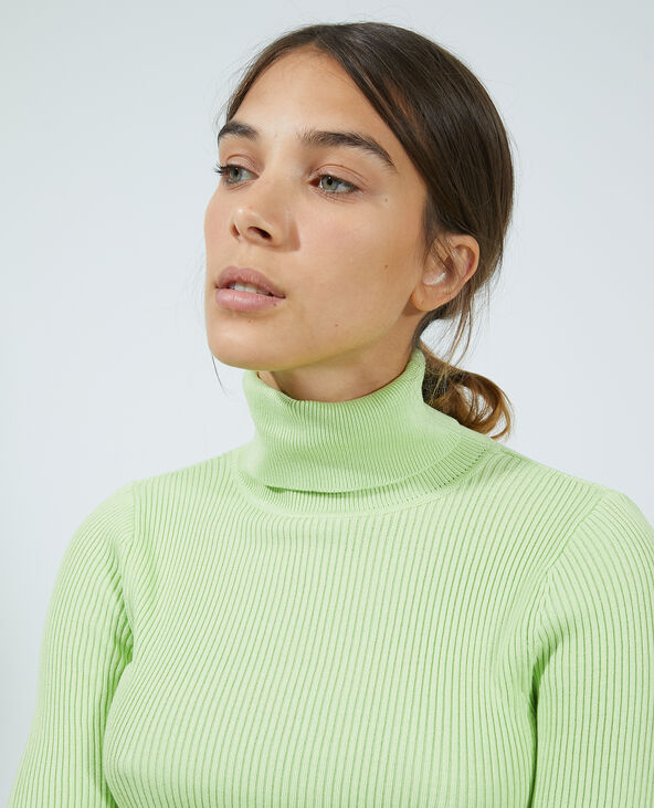 Pull fin col roulé jaune fluo - Pimkie
