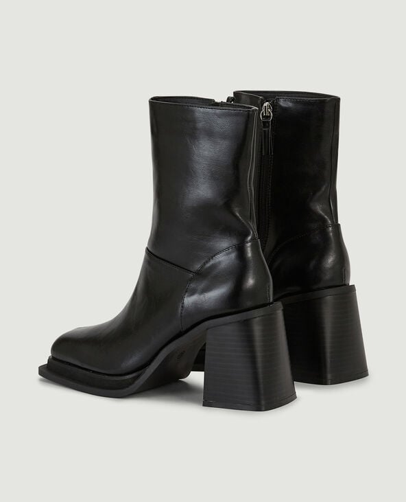 Bottes courtes bouts carrés noir - Pimkie