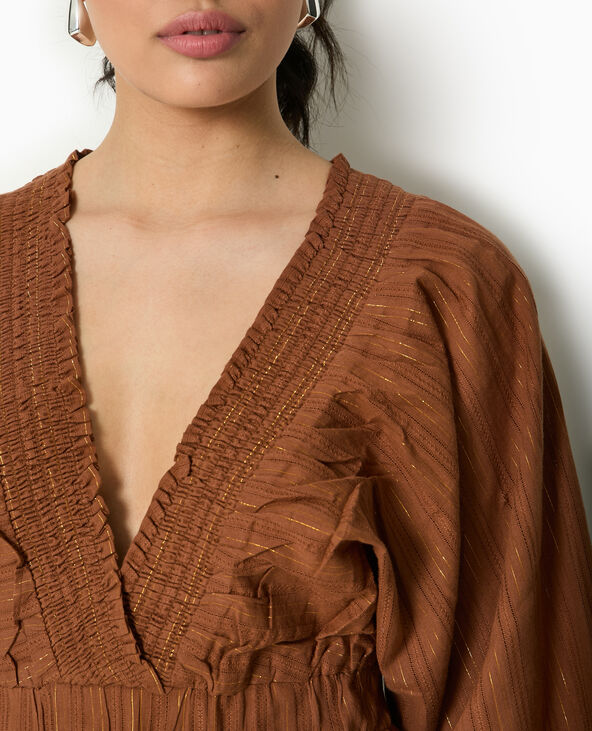 Blouse décolletée avec manches chauve-souris marron - Pimkie