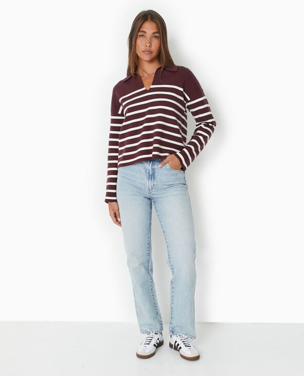 Pull avec col en maille rayée violet - Pimkie