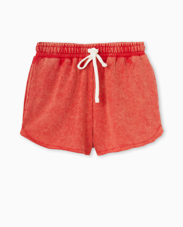 Short en molleton délavé acid wash rouge - Pimkie