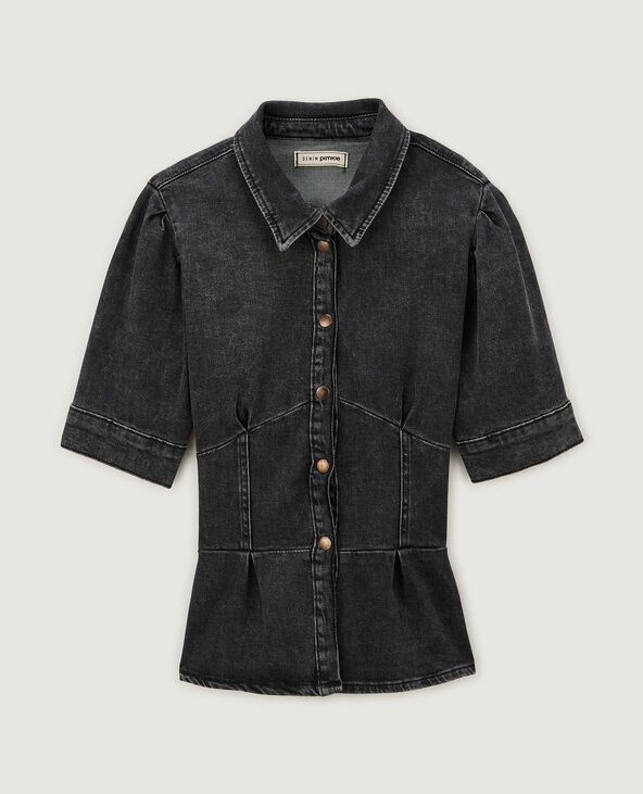 Chemisier cintré en jean gris foncé - Pimkie